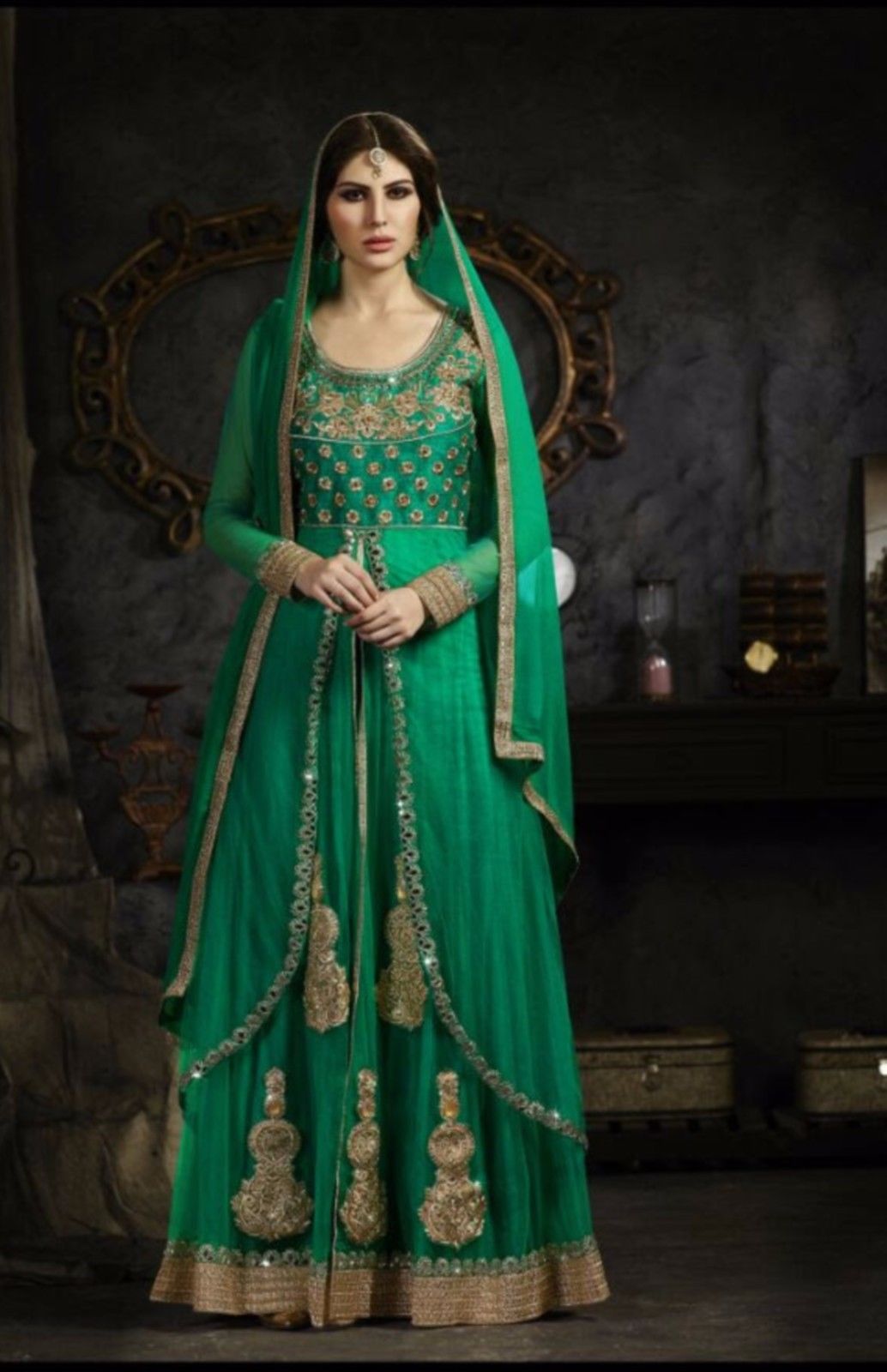 green sharara suit