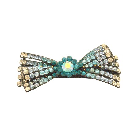 hair sapphire clip barrette zirconia aquamarine bridal clear desiclik