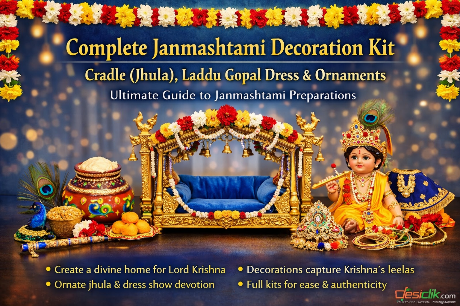Complete Janmashtami Decoration Kit (Cradle & Ornaments) 