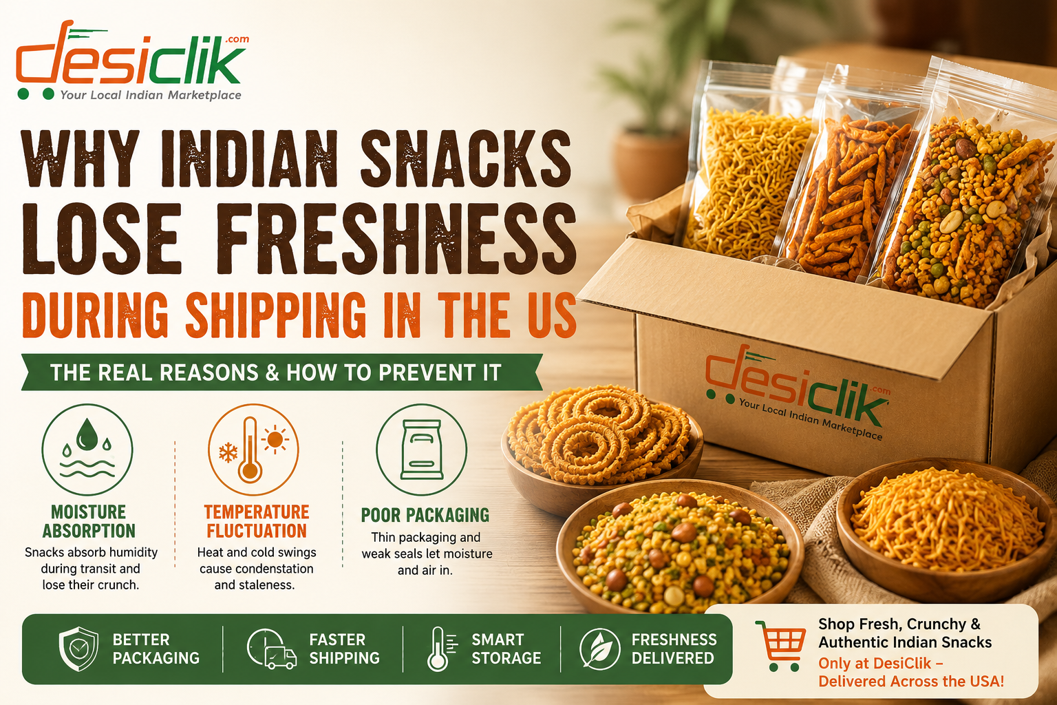 Why Indian Snacks Lose Freshness During Shipping in the US