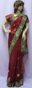 red net shimmer saree