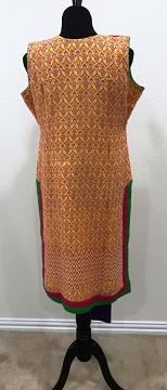Sleeveless Yellow chiffon kurti with Pink jacket back view