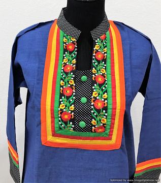 Blue Casual Kurti with Embroidery front