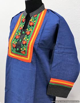 Blue Casual Kurti with Embroidery side