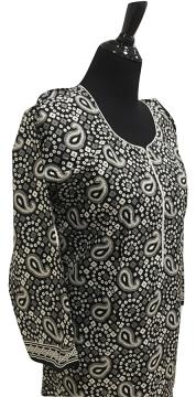 Side view - Black Bandhani Casual Kurti with Leggings