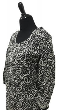 Side view - Black Bandhani Casual Kurti with Leggings