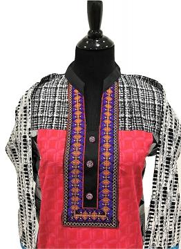 Front view - Trendy Knee Length Red and Blue Kurti