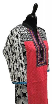 Side view - Trendy Knee Length Red and Blue Kurti