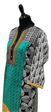 side view - Trendy Knee Length Yellow and Green Kurti with Leggings