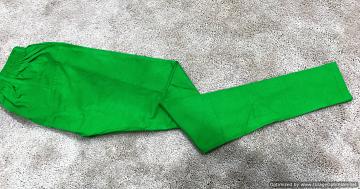 leggings - Off White Linen Block Print Kurti With Green Border and Leggings