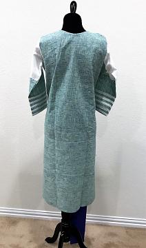 back view - Floral Embroidery Sea Green Spring Kurti With leggings