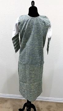 Back view - Floral Embroidery Grey and Yellow Spring Kurti With leggings