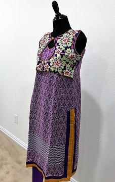 Side view - Sleeveless Purple Color Kurti With Dark Purple Jacket