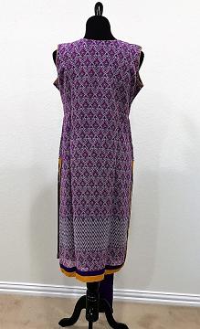 Back view - Sleeveless Purple Color Kurti With Dark Purple Jacket