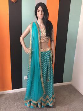 Blue Gold Wedding Lehenga choli