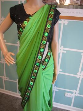 Party wear green saree Party wear green saree