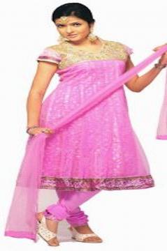 Pink & Gold Net Readymade Churidar Salwar Kameez Pink & Gold Net Readymade Churidar Salwar Kameez