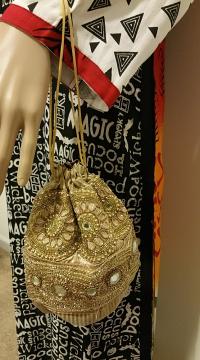 Golden Fancy Potli Bag