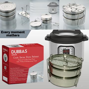 Dubbas - 3 Tier Stackable Insert Steamer Pans for Instant Pot