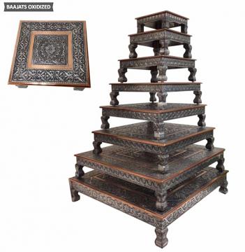 Oxidized carved bajot chowki Oxidized carved bajot chowki