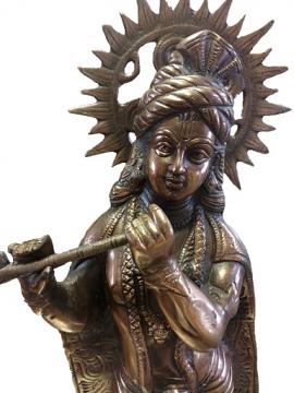 Large Black Metal Copper Finhs Krishna Statue