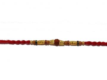 Traditional RAKHI Crafted W/ Rudraksha and Beautiful Beads