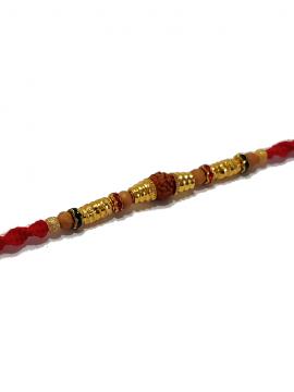 Traditional RAKHI Crafted W/ Rudraksha and Beautiful Beads