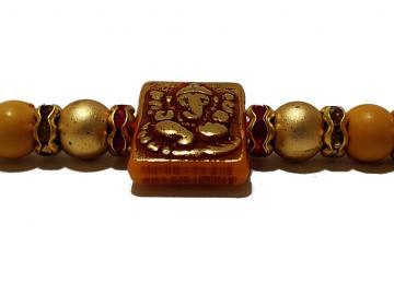 Ganesh RAKHI W/ Gold and Wooden Beads