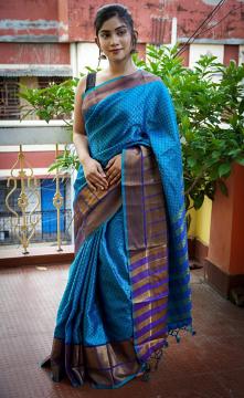 Saree catlogue for Red,blue and black combination saree