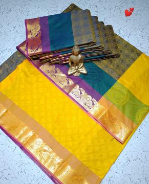 Green and purple with yellow blouse