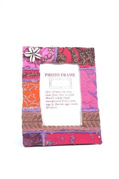 Recycled Fabric Photo Frame in Pink