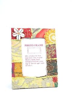 Recycled Fabric Photo Frame in Yellow and Red