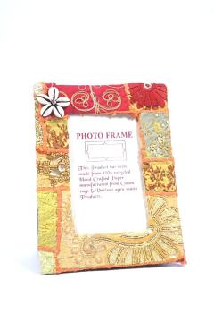 Recycled Fabric Photo Frame in Red and Yellow