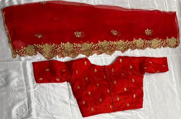 Blouse back view with duppatta