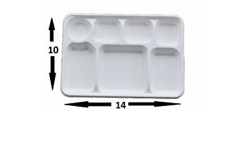 7 Compartment Biodegradable Thali Plates - Dimensions