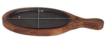 CAst iron sizzler plate with wooden base CAst iron sizzler plate with wooden base
