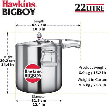 Hawkins bigboy large 22 liter pressure cooker for restaurants Hawkins bigboy large 22 liter pressure cooker for restaurants