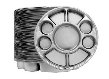 9 Compartment Silver Thali Plate - Double Stack 9 Compartment Silver Thali Plate - Double Stack