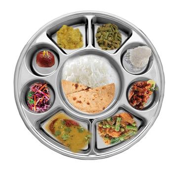 9 Compartment Silver Thali Plate - Life Style