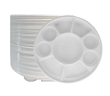 9 Compartment White Thali Plates - Double Stack