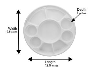 9 Compartment White Thali Plates - Dimensions