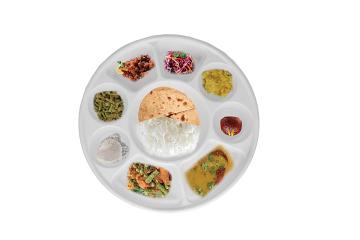 9 Compartment White Thali Plates - Life Style
