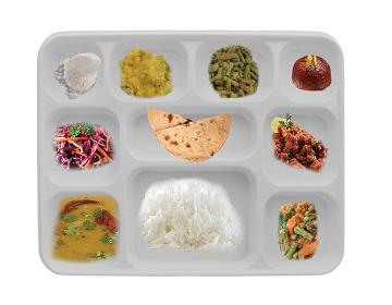 10 Compartment White Party Thali Plates - Life Style