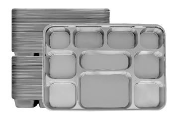 10 Compartment Silver Party Thali Plates - Double Stack