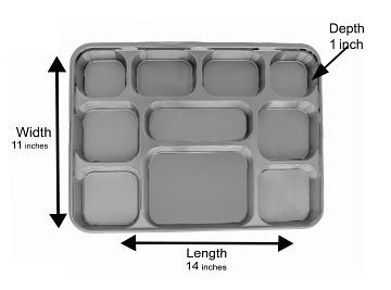 10 Compartment Silver Party Thali Plates - Dimensions