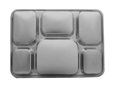 6 Compartment Disposable Silver Party Thali Plates - Back
