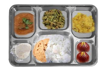 6 Compartment Disposable Silver Party Thali Plates - Life Style