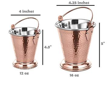 Copper Stainless Steel Serving Dish Bucket / Balti