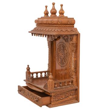 Feature the Gopura wooden mandir positioned to the left side of the image Feature the Gopura wooden mandir positioned to the left side of the image