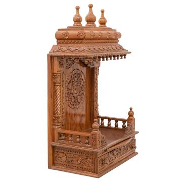Present the Gopura wooden mandir aligned to the right side of the image Present the Gopura wooden mandir aligned to the right side of the image